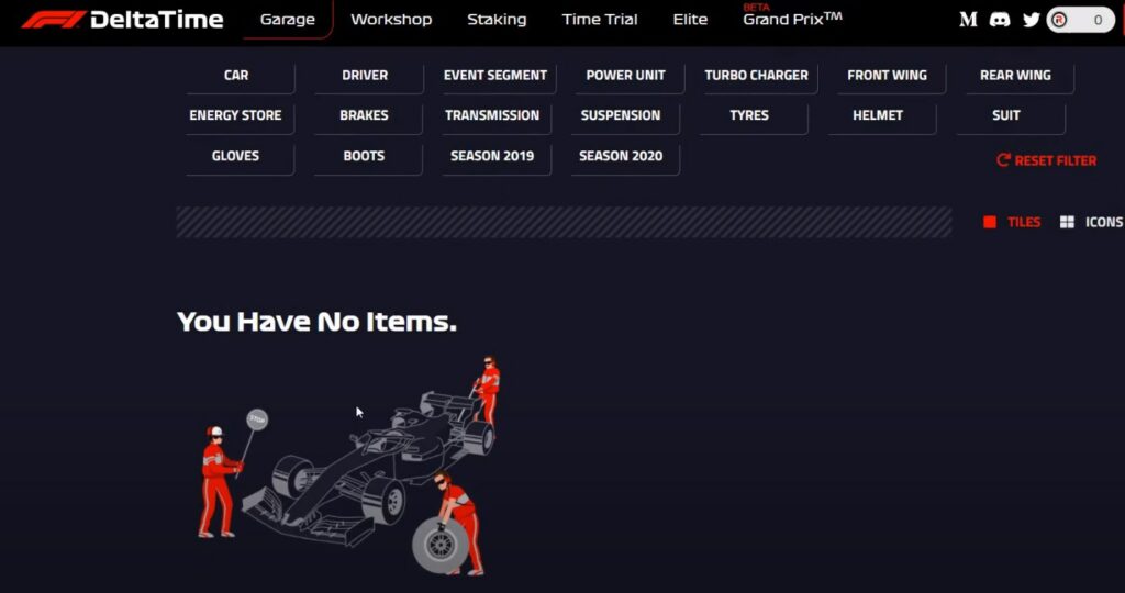 F1 Delta Time’s in-game Garage section